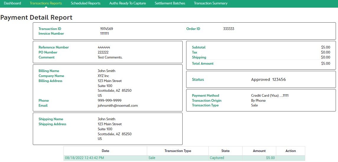 Payment Detail Report